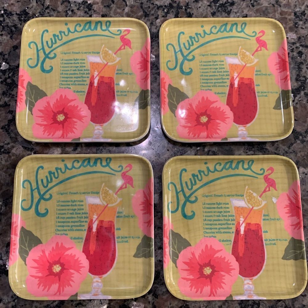 Tommy Bahama Hurricane Melamine Coasters Set of 4